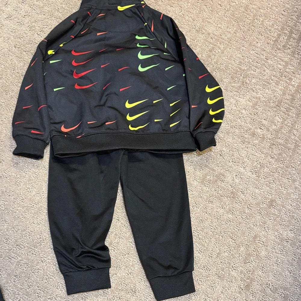 Nike Black Kids' Track Set with Red, Yellow & Green Swooshes - Picture 3 of 3